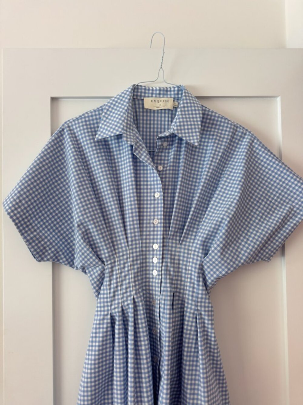 Anthro Exquise Blue Gingham Dress - Picture 5 of 7